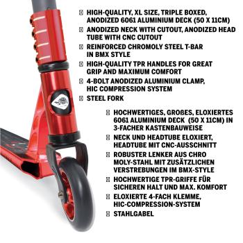 Preview: Schildkröt Stunt Scooter Flipwhip - Metalic Red