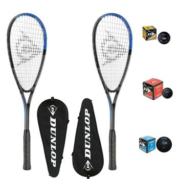 Dunlop Sonic Lite Ti Squash - 2er Einsteiger-Set mit Schläger und Bällen