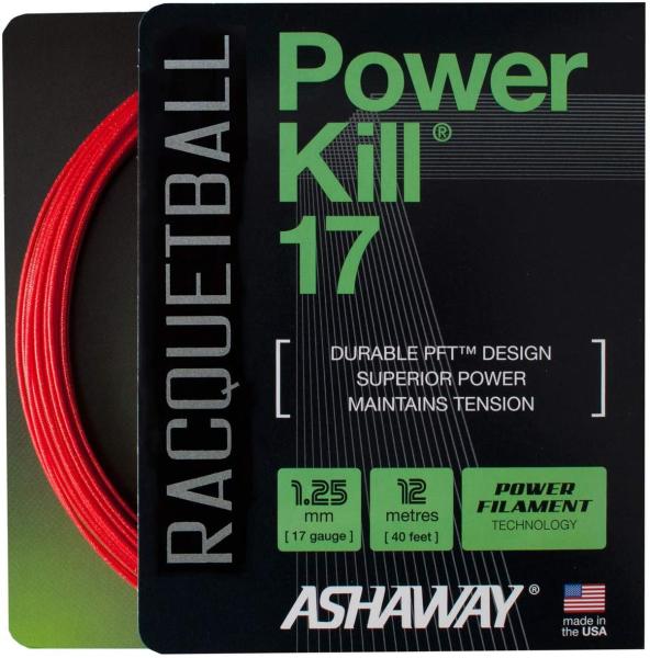 Ashaway Powerkill 17 Red Squash- und Racquetball-Saite