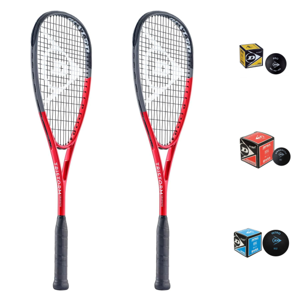 Dunlop Tristorm Graphite Squashschläger Einsteiger-Set